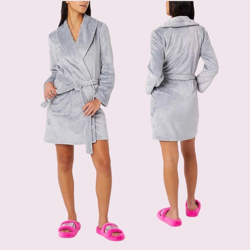 Juicy Couture Grey Embossed Logo Short Robe